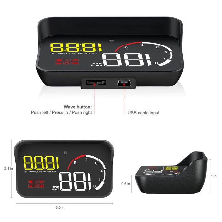 M10 3.5 inch Universal Car OBD2 HUD Vehicle-mounted Head Up Display (Blue) - Head Up Display System by PMC TechLife | Online Shopping South Africa | PMC TechLife | Buy Now Pay Later Mobicred