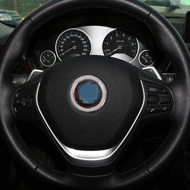 Car Aluminum Steering Wheel Decoration Ring with Diamonds For BMW(Silver) - free shipping - PMC Jewellery - Order now!