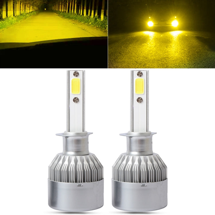 2 PCS  H1 18W 1800 LM 3000K IP68 Canbus Constant Current Car LED Headlight with 2 COB Lamps, DC 9-36V(Gold Light) - LED Headlamps by PMC Jewellery | Online Shopping South Africa | PMC Jewellery | Buy Now Pay Later Mobicred