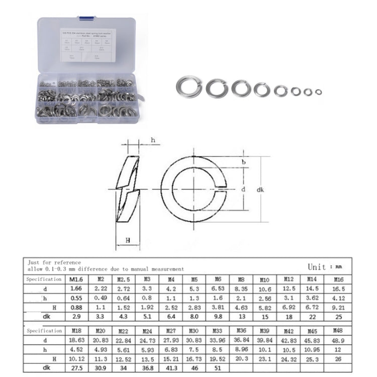 325 PCS Stainless Steel Spring Lock Washer Assorted Kit M2-M16 for Car / Boat / Home Appliance - Nuts & Bolts by PMC Jewellery | Online Shopping South Africa | PMC Jewellery