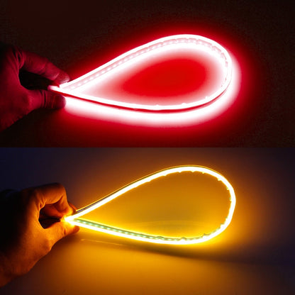 2 PCS 30cm DC12V 4.2W Ultra-thin Car Auto Double Colors Turn Lights / Running Lights, with LED SMD-2835 Lamp Beads (Turn Lights: Yellow Light; Running Lights: RedLight) - Running Lights by PMC Jewellery | Online Shopping South Africa | PMC Jewellery | Buy Now Pay Later Mobicred