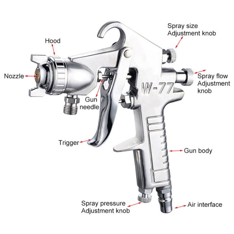 W-77 Paint Spray Gun Sprayer lower Pot Pneumatic Tool for Home Car, Hole diameter: 3mm - Others by PMC TechLife | Online Shopping South Africa | PMC TechLife | Buy Now Pay Later Mobicred