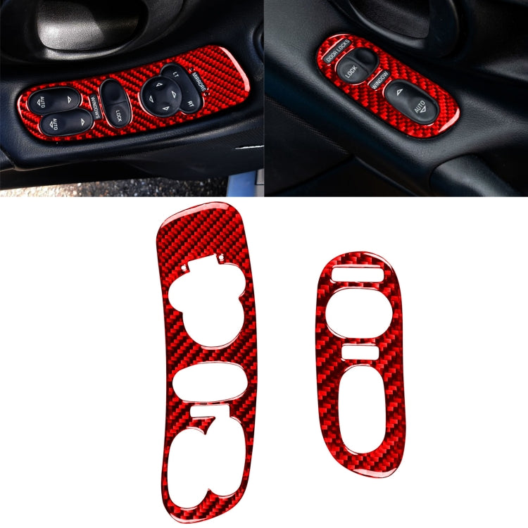 2 in 1 Car Carbon Fiber Door Control Panel  Sticker Set B for Chevrolet Corvette C5 1998-2004, Left Drive(Red) - Car Interior Mouldings by PMC Jewellery | Online Shopping South Africa | PMC Jewellery | Buy Now Pay Later Mobicred