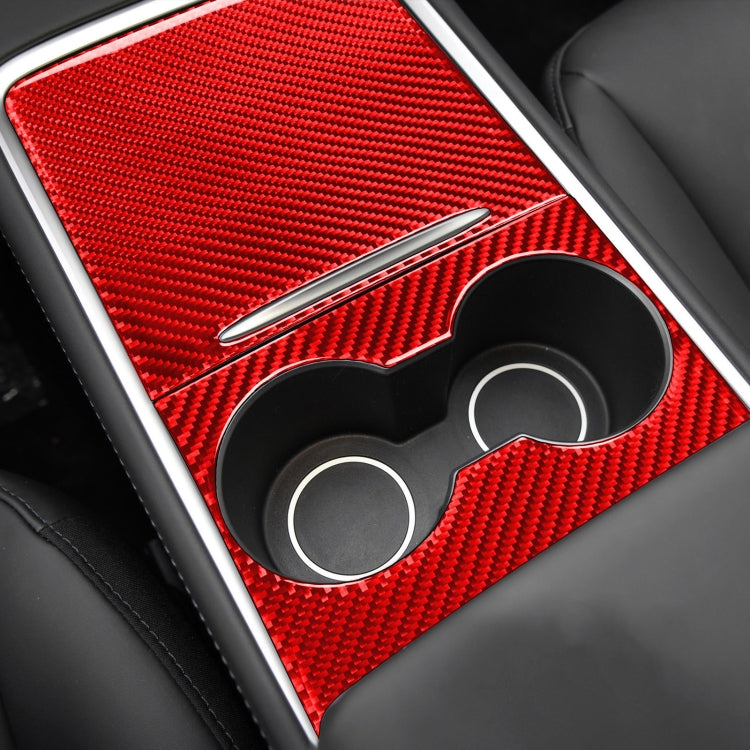 For Tesla Model 3 2017-2022 / Model Y 2000- Car Carbon Fiber Central Control Decorative Sticker (Red) - Car Interior Mouldings by PMC TechLife | Online Shopping South Africa | PMC TechLife | Buy Now Pay Later Mobicred