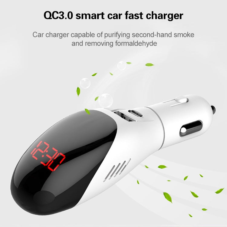 Multifunctional Formaldehyde Removal Air Purifier QC3.0 Car Phone Charger Display Screen (White) -  by PMC TechLife | Online Shopping South Africa | PMC TechLife | Buy Now Pay Later Mobicred