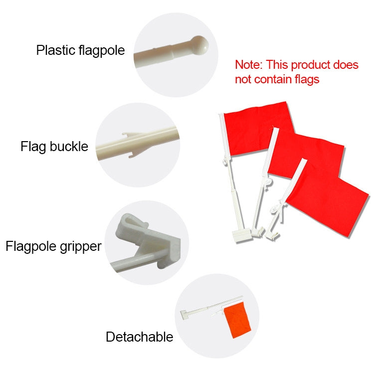 10 PCS 52cm Clip-type Car Window Plastic Flagpole, No Flag - Ornaments by PMC TechLife | Online Shopping South Africa | PMC TechLife