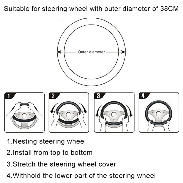 Universal Car Genuine Leather Pinhole Steering Wheel Cover, Diameter: 38cm(Black) - Steering Wheel Accessories by PMC Jewellery | Online Shopping South Africa | PMC Jewellery | Buy Now Pay Later Mobicred