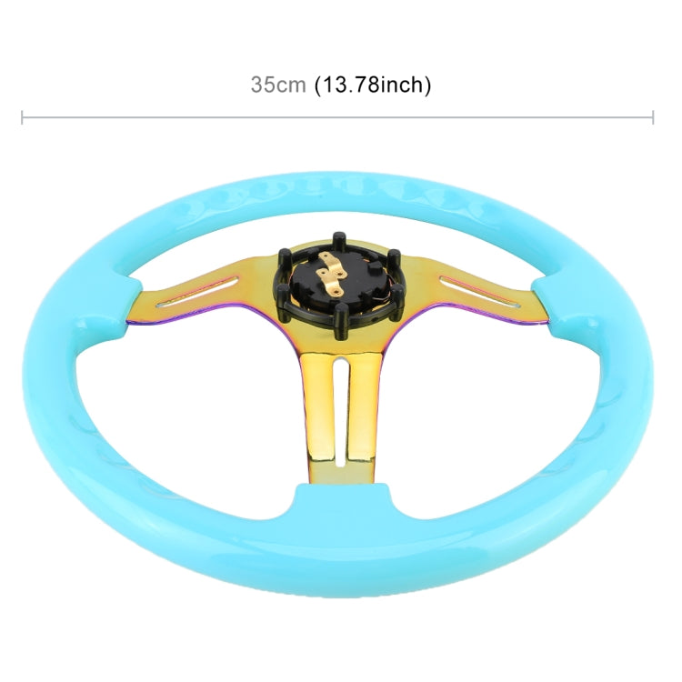 Car Colorful Modified Racing Sport Horn Button Steering Wheel, Diameter: 35cm(Sky Blue) - Steering Wheel Accessories by PMC TechLife | Online Shopping South Africa | PMC TechLife | Buy Now Pay Later Mobicred
