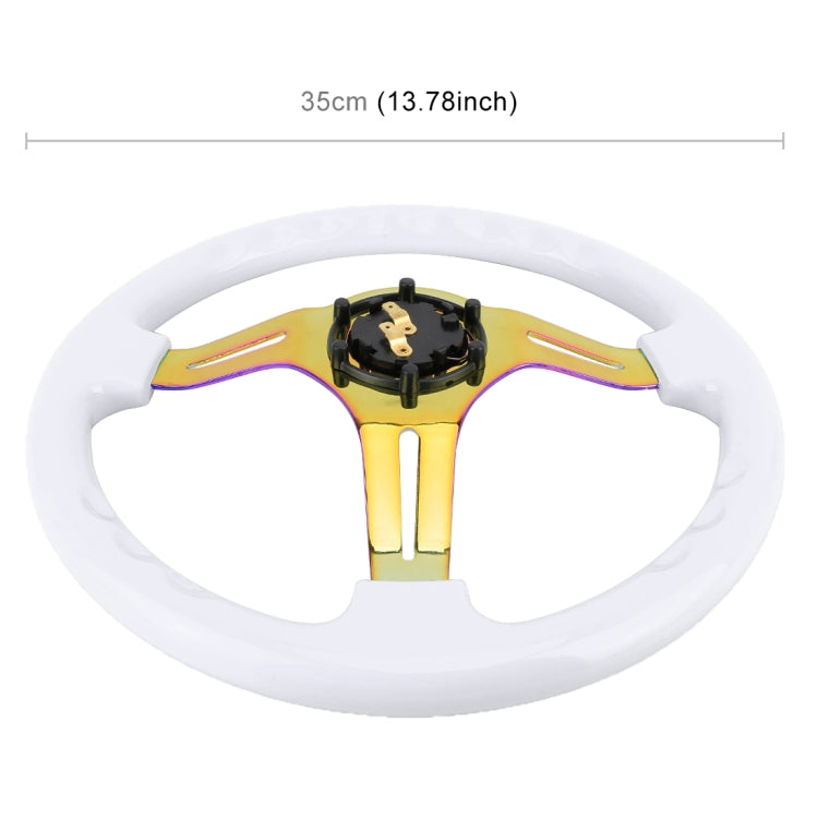 Car Colorful Modified Racing Sport Horn Button Steering Wheel, Diameter: 35cm(White) - Steering Wheel Accessories by PMC TechLife | Online Shopping South Africa | PMC TechLife | Buy Now Pay Later Mobicred