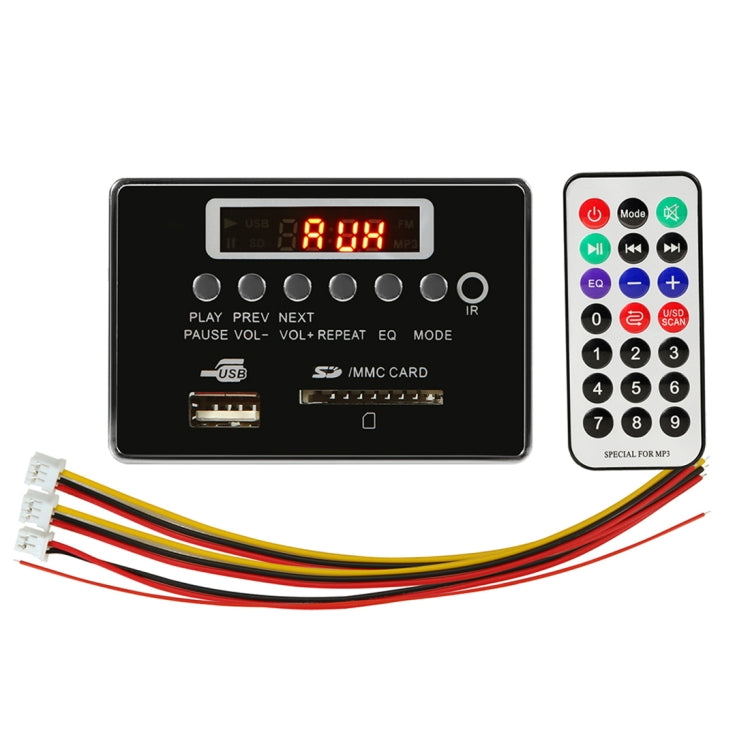 Car 12V Audio MP3 Player Decoder Board FM Radio SD Card USB AUX, with Bluetooth / Remote Control(Black) - Car MP3 & MP4 & MP5 by PMC TechLife | Online Shopping South Africa | PMC TechLife | Buy Now Pay Later Mobicred
