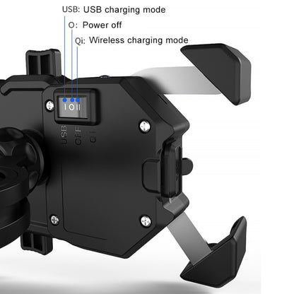 2 in 1 Motorcycle Wireless Charger + QC 3.0 USB Fast Charging Phone Holder - Holder by PMC Jewellery | Online Shopping South Africa | PMC Jewellery | Buy Now Pay Later Mobicred