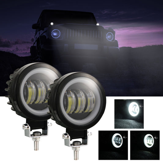 2 PCS Car 4 inch Round Spotlight Work Light with Angel Eyes (White Light) - Work Lights by PMC Jewellery | Online Shopping South Africa | PMC Jewellery | Buy Now Pay Later Mobicred