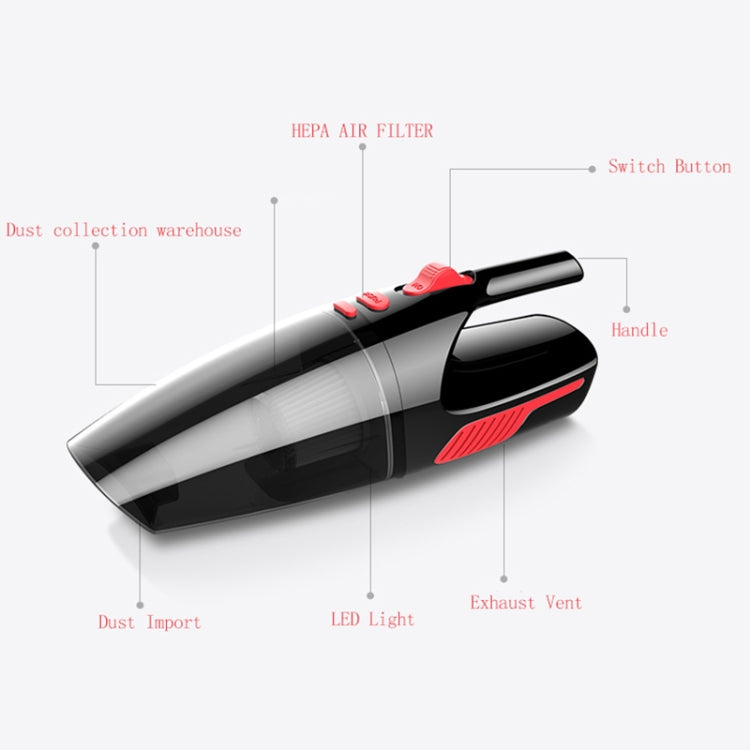 Car Wired Portable 120W Handheld Powerful Vacuum Cleaner with LED Light Cable Length: 5m(Black) - Vacuum Cleaner by PMC Jewellery | Online Shopping South Africa | PMC Jewellery | Buy Now Pay Later Mobicred