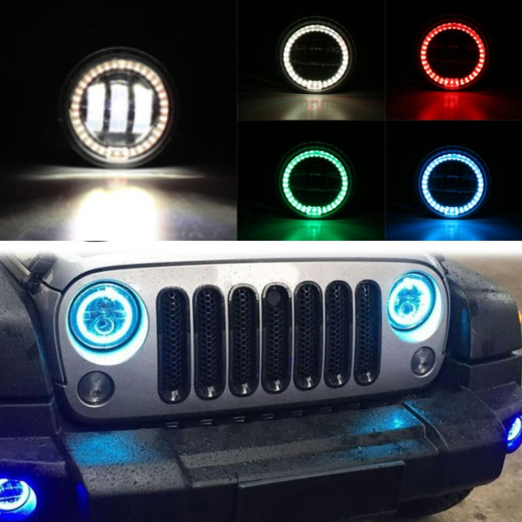 2 PCS DC12V-30V / 30W / 3A / 1440LM 12LEDs  4 inch Car LED Colorful Fog Light, Style: White Background (White Light) - Fog / Driving Lights by PMC Jewellery | Online Shopping South Africa | PMC Jewellery | Buy Now Pay Later Mobicred