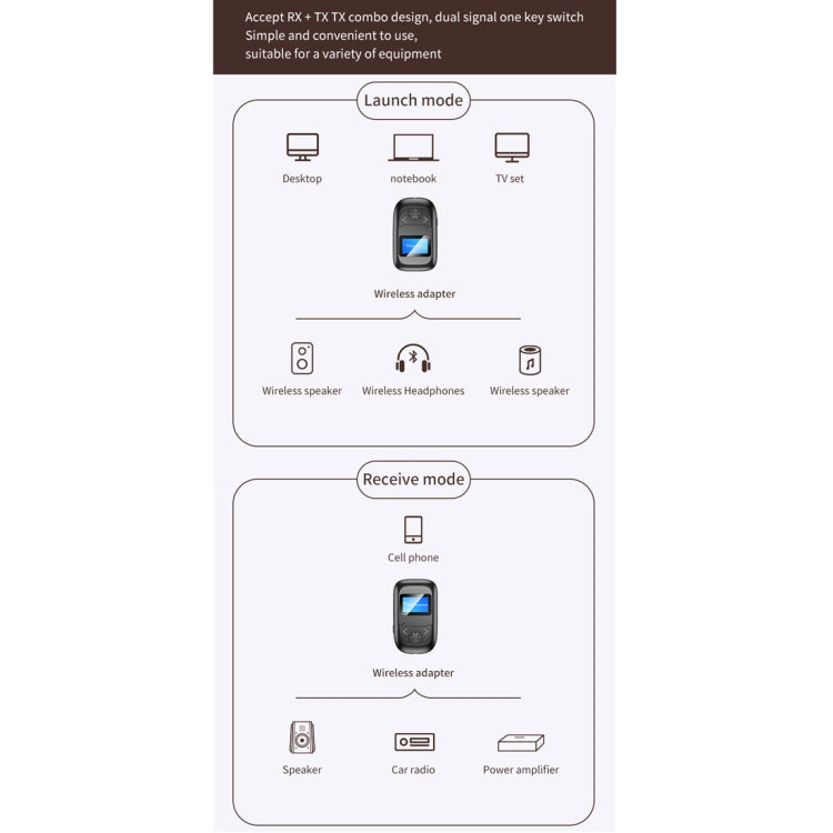 T-14 Bluetooth 5.0 2 In 1 LCD Digital Display Bluetooth Adapter Receiver Transmitter(Black) - Bluetooth Adapters by PMC Jewellery | Online Shopping South Africa | PMC Jewellery | Buy Now Pay Later Mobicred