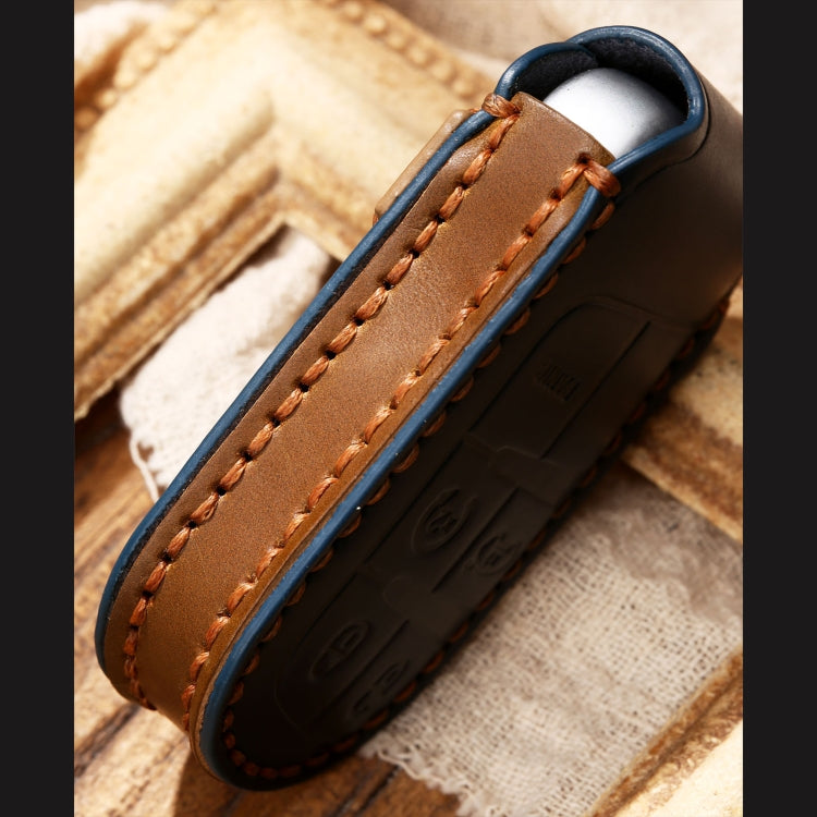 Hallmo Car Cowhide Leather Key Protective Cover Key Case for Jeep Compass(Blue) - free shipping - PMC TechLife - Order now!