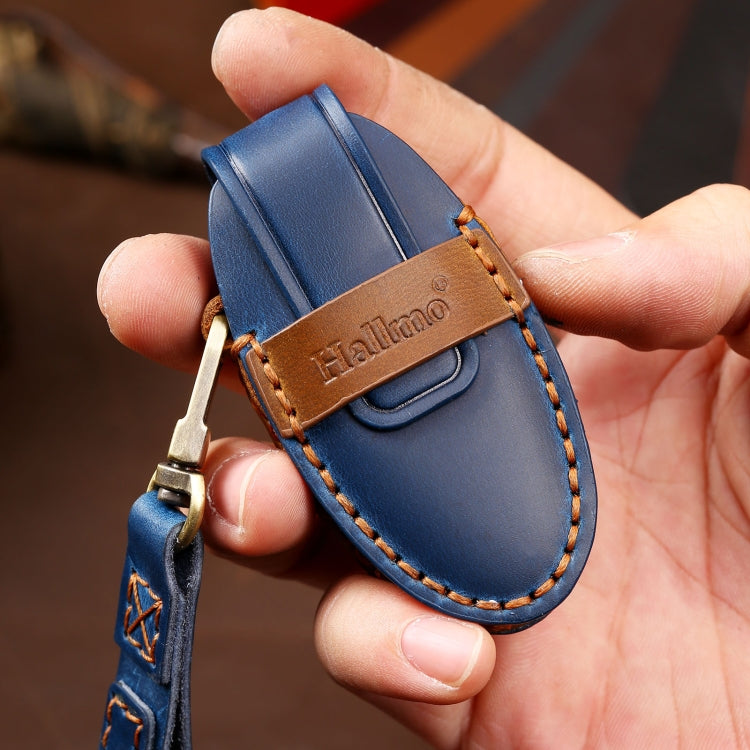 Hallmo Car Cowhide Leather Key Protective Cover Key Case for Nissan Sylphy 2-button(Brown) - Car Key Cases by Hallmo | Online Shopping South Africa | PMC TechLife | Buy Now Pay Later Mobicred