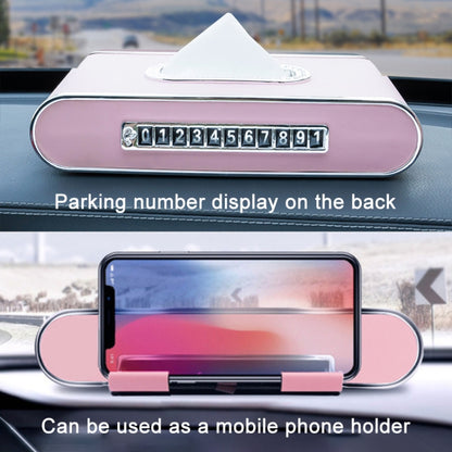 Car Dashboard Diamond Paper Towel Box with Temporary Parking Phone Number Card & Phone Holder(Red) - Tissue Boxes by PMC Jewellery | Online Shopping South Africa | PMC Jewellery | Buy Now Pay Later Mobicred