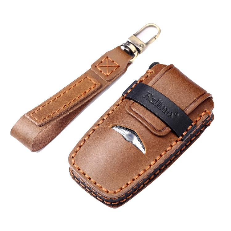 Hallmo Car Cowhide Leather Key Protective Cover Key Case for Hyundai Rohens Genesis 8-button(Black) - Car Key Cases by Hallmo | Online Shopping South Africa | PMC TechLife | Buy Now Pay Later Mobicred