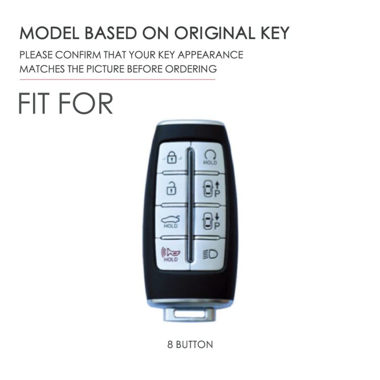Hallmo Car Cowhide Leather Key Protective Cover Key Case for Hyundai Rohens Genesis 8-button(Black) - Car Key Cases by Hallmo | Online Shopping South Africa | PMC TechLife | Buy Now Pay Later Mobicred