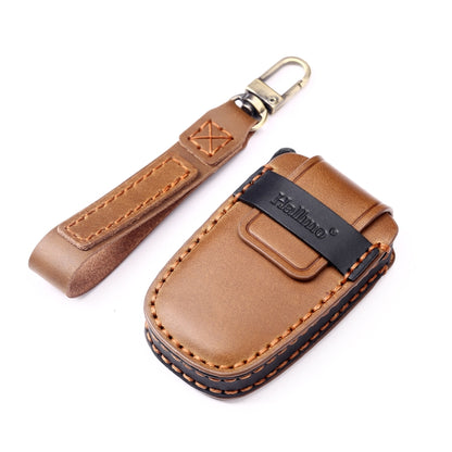 Hallmo Car Cowhide Leather Key Protective Cover Key Case for KIA K2 / K3 / K5 4-button(Brown) - Car Key Cases by Hallmo | Online Shopping South Africa | PMC Jewellery | Buy Now Pay Later Mobicred