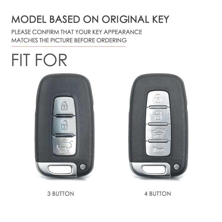 Hallmo Car Cowhide Leather Key Protective Cover Key Case for KIA K2 / K3 / K5 4-button(Black) - Car Key Cases by Hallmo | Online Shopping South Africa | PMC TechLife | Buy Now Pay Later Mobicred