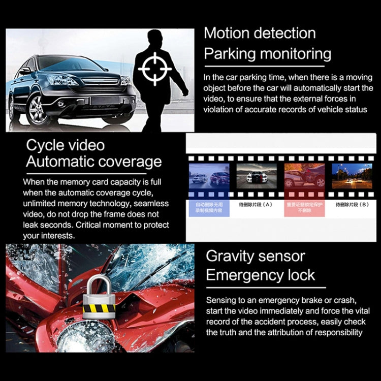 D910 4 inch 1080P HD Night Vision Dual Record Driving Recorder - Car DVRs by PMC TechLife | Online Shopping South Africa | PMC TechLife | Buy Now Pay Later Mobicred