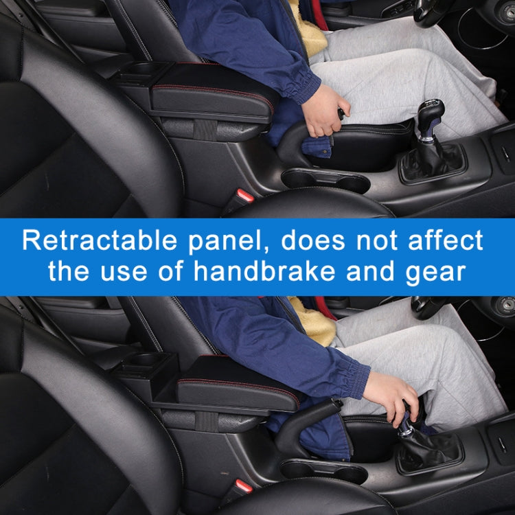 Car Multi-functional Dual USB Armrest Box Booster Pad, Microfiber Leather Straight Type (Black) - Seat Accessories by PMC TechLife | Online Shopping South Africa | PMC TechLife | Buy Now Pay Later Mobicred