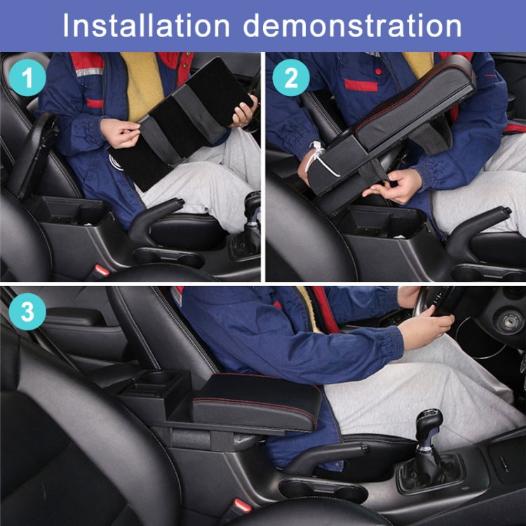 Car Multi-functional Dual USB Armrest Box Booster Pad, Carbon Fiber Leather Straight Type (Black Red) - Seat Accessories by PMC TechLife | Online Shopping South Africa | PMC TechLife | Buy Now Pay Later Mobicred