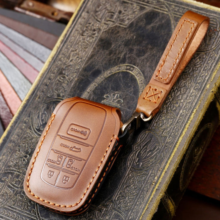 Hallmo Car Genuine Leather Key Protective Cover for Toyota Sienna 6-button(Brown) - Car Key Cases by Hallmo | Online Shopping South Africa | PMC TechLife | Buy Now Pay Later Mobicred