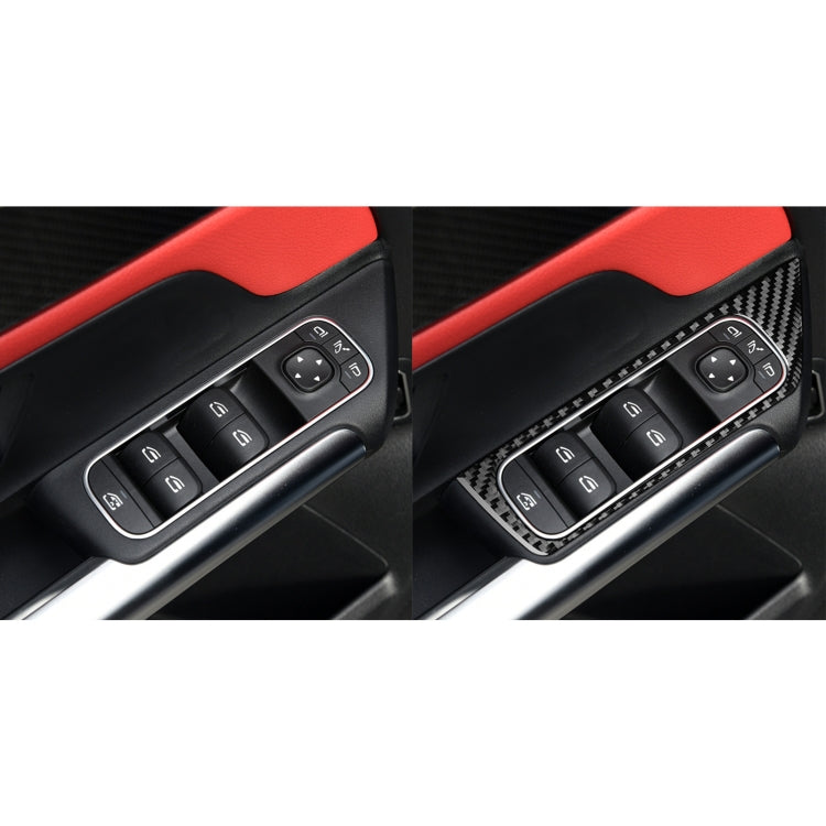 4 PCS / Set Carbon Fiber Car Glass Lift Switch Decorative Sticker for Mercedes-Benz B-Class 2019 / GLB 2020,Left Drive - Car Interior Mouldings by PMC Jewellery | Online Shopping South Africa | PMC Jewellery | Buy Now Pay Later Mobicred