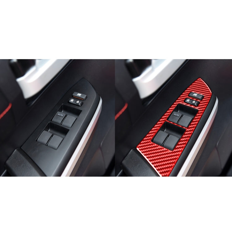 4 PCS / Set Carbon Fiber Car Glass Lift Switch Ring Decorative Sticker for Toyota Tundra 2014-2018,Left Drive (Red) - Car Interior Mouldings by PMC Jewellery | Online Shopping South Africa | PMC Jewellery | Buy Now Pay Later Mobicred