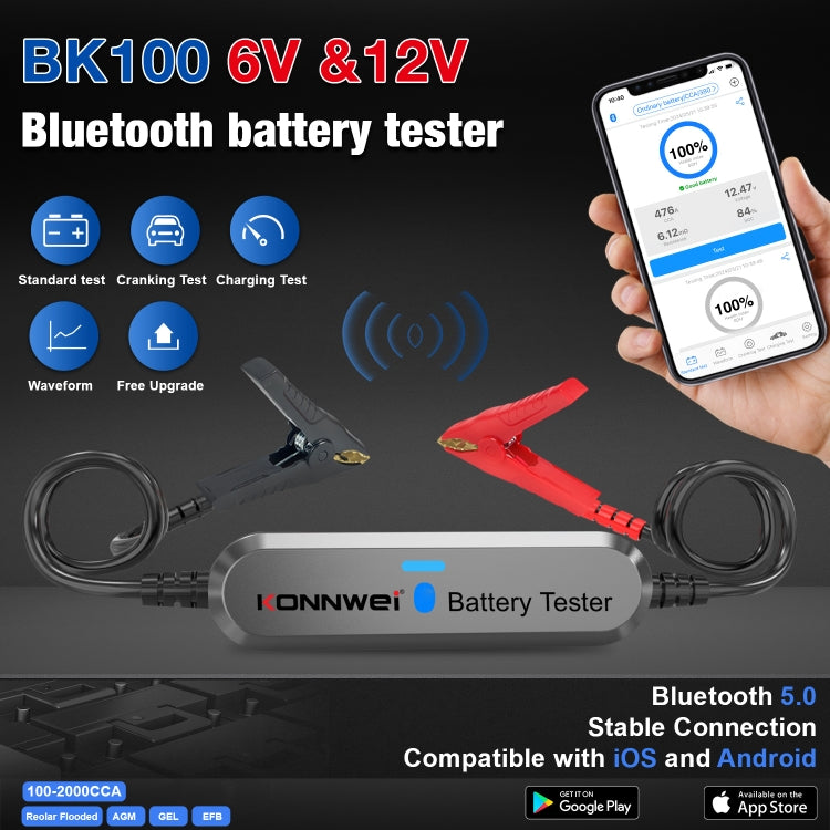 KONNWEI BK100 X431 BST360 Car Bluetooth Battery Tester(Silver) - Electronic Test by KONNWEI | Online Shopping South Africa | PMC Jewellery | Buy Now Pay Later Mobicred