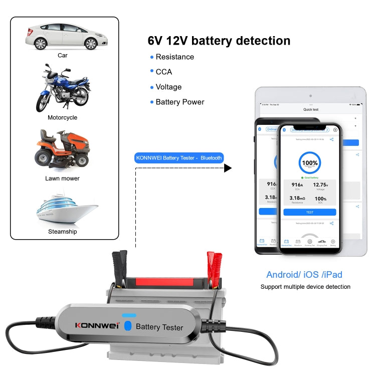 KONNWEI BK100 X431 BST360 Car Bluetooth Battery Tester(Silver) - Electronic Test by KONNWEI | Online Shopping South Africa | PMC TechLife | Buy Now Pay Later Mobicred