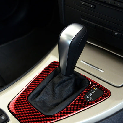 For BMW 3 Series E90 Carbon Fiber Car Gear Position Panel Decorative Sticker,Right Drive (Red) - Car Interior Mouldings by PMC Jewellery | Online Shopping South Africa | PMC Jewellery | Buy Now Pay Later Mobicred