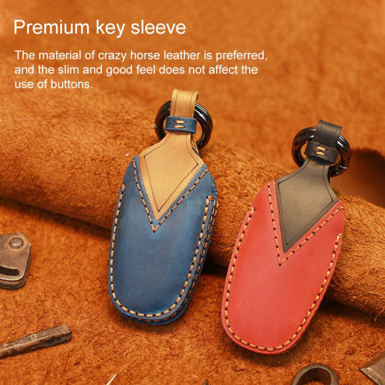 For PEUGEOT Car Cowhide Leather Key Protective Cover Key Case(Blue) - Car Key Cases by PMC TechLife | Online Shopping South Africa | PMC TechLife | Buy Now Pay Later Mobicred