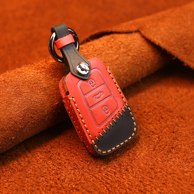 For Volkswagen Car Cowhide Leather Key Protective Cover Key Case, A Version(Red) - Car Key Cases by PMC Jewellery | Online Shopping South Africa | PMC Jewellery | Buy Now Pay Later Mobicred