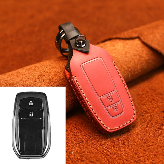 For Toyota Car Cowhide Leather Key Protective Cover Key Case, Two Keys Version (Red) - Car Key Cases by PMC Jewellery | Online Shopping South Africa | PMC Jewellery