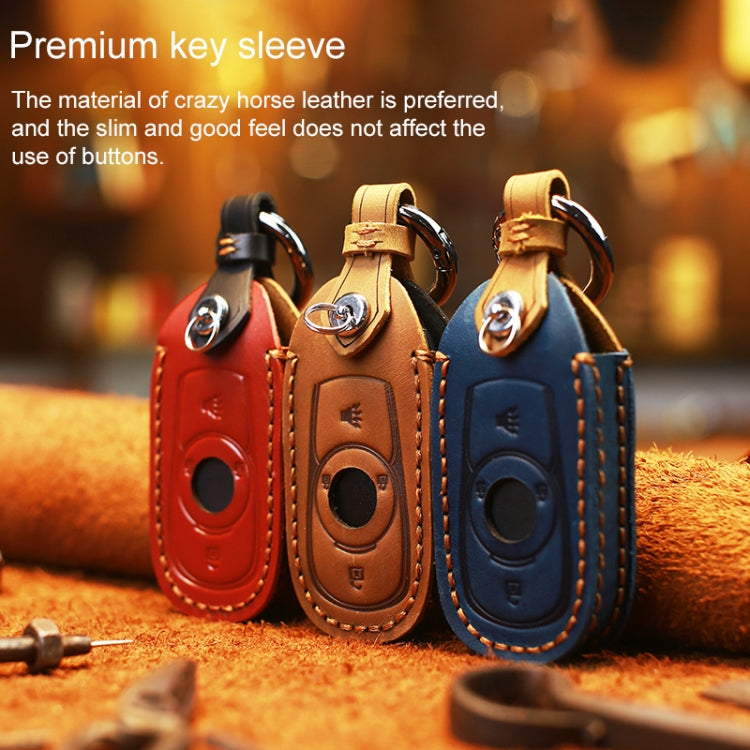 For Buick Car Cowhide Leather Key Protective Cover Key Case, Four Keys Version (Brown) - Car Key Cases by PMC TechLife | Online Shopping South Africa | PMC TechLife | Buy Now Pay Later Mobicred