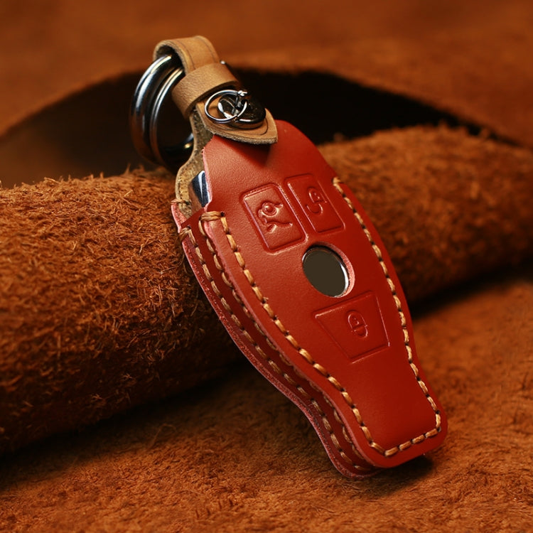 For Mercedes-Benz Old Style Car Cowhide Leather Key Protective Cover Key Case (Red) - Car Key Cases by PMC TechLife | Online Shopping South Africa | PMC TechLife | Buy Now Pay Later Mobicred