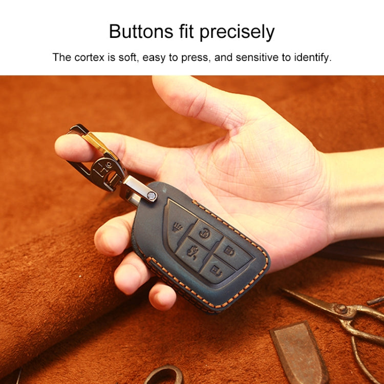 For Cadillac New Style Car Cowhide Leather Key Protective Cover Key Case (Brown) - Car Key Cases by PMC Jewellery | Online Shopping South Africa | PMC Jewellery | Buy Now Pay Later Mobicred