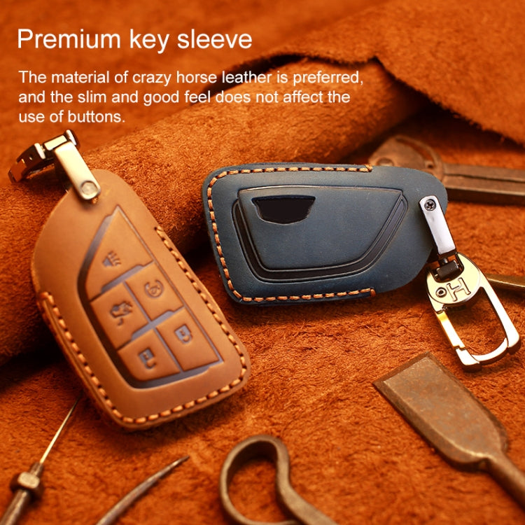 For Cadillac New Style Car Cowhide Leather Key Protective Cover Key Case (Brown) - Car Key Cases by PMC TechLife | Online Shopping South Africa | PMC TechLife | Buy Now Pay Later Mobicred