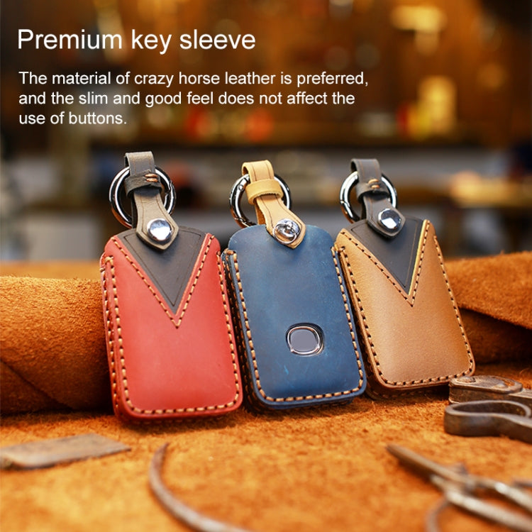 For Mazda New Style Car Cowhide Leather Key Protective Cover Key Case (Red) - Car Key Cases by PMC TechLife | Online Shopping South Africa | PMC TechLife | Buy Now Pay Later Mobicred