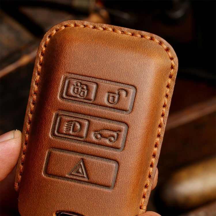 For Land Rover Car Cowhide Leather Key Protective Cover Key Case (Blue) - Car Key Cases by PMC TechLife | Online Shopping South Africa | PMC TechLife | Buy Now Pay Later Mobicred