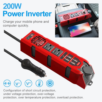 12V to 110V 200W Car Correction Sine Wave Inverter, US Plug - Modified Square Wave by PMC Jewellery | Online Shopping South Africa | PMC Jewellery | Buy Now Pay Later Mobicred