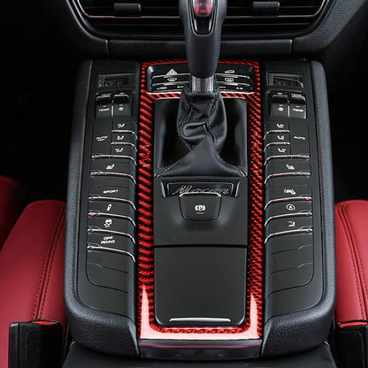 Car Carbon Fiber Gear Panel Decorative Sticker for Porsche Macan 2014-2021, Left and Right Drive Universal(Red) - Car Interior Mouldings by PMC Jewellery | Online Shopping South Africa | PMC Jewellery | Buy Now Pay Later Mobicred