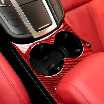 Car Carbon Fiber Water Cup Holder Panel Decorative Sticker for Porsche Macan 2014-2021, Left and Right Drive Universal (Red) - Car Interior Mouldings by PMC Jewellery | Online Shopping South Africa | PMC Jewellery | Buy Now Pay Later Mobicred