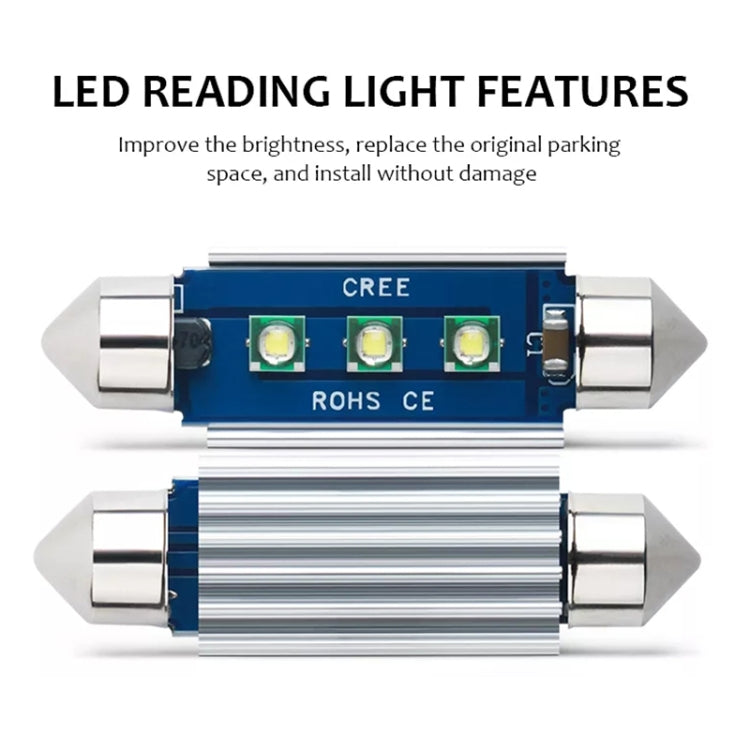 2pcs 41mm IC12V /  2.76W / 0.23A / 300LM 3LEDs SMD Car Reading Lamp Dome Light - Dome Lights by PMC TechLife | Online Shopping South Africa | PMC TechLife | Buy Now Pay Later Mobicred