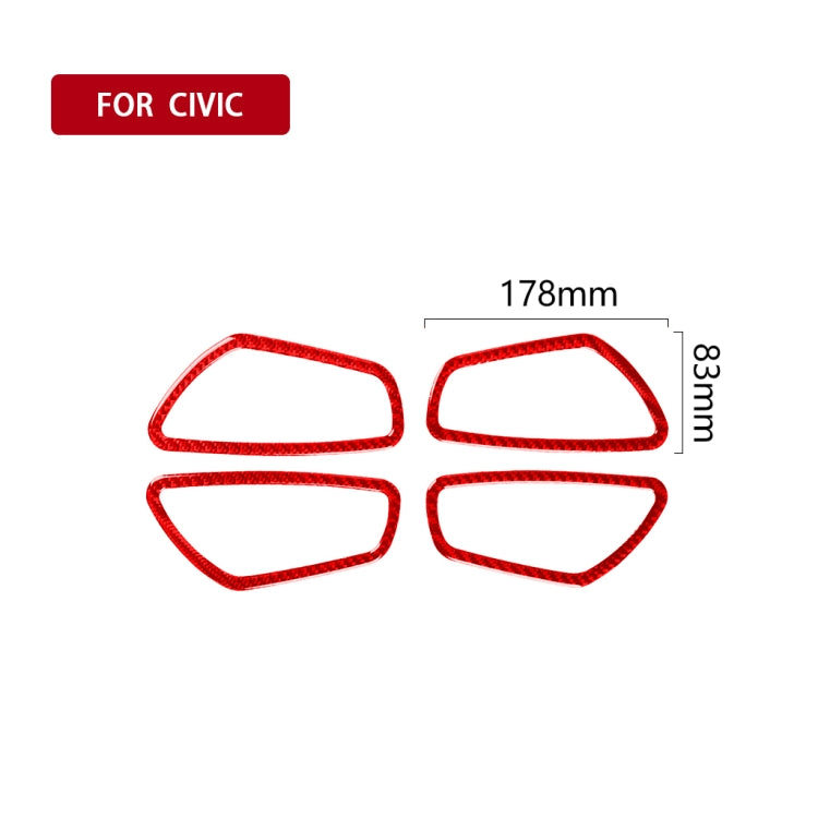 Car Carbon Fiber Inside Door Wrist Frame Decorative Sticker for Honda Tenth Generation Civic 2016-2019, Left and Right Drive Universal (Red) - Car Interior Mouldings by PMC Jewellery | Online Shopping South Africa | PMC Jewellery | Buy Now Pay Later Mobicred