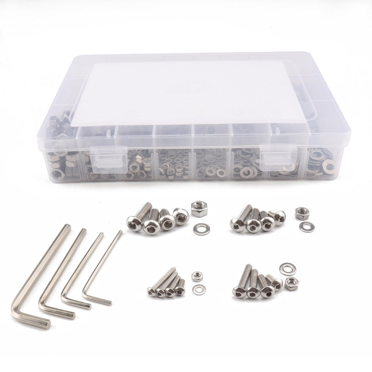 520 PCS 304 Stainless Steel Screws and Nuts Hex Socket Head Cap Screws Gasket Wrench Assortment Set Kit - Booster Cable & Clip by PMC Jewellery | Online Shopping South Africa | PMC Jewellery | Buy Now Pay Later Mobicred